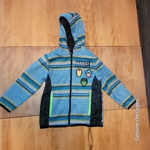 Marvel Blue & Green Striped Hooded Zip Sweatshirt
